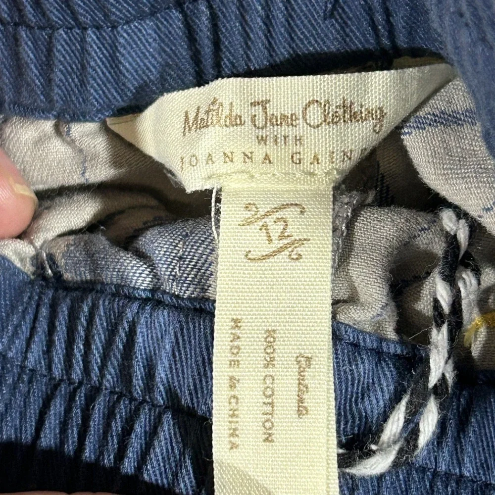 Matilda Jane x Joanna Gaines Little Rascal Blue Striped Cargo Pants Sz 12 #3625